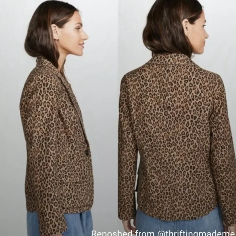 NILI LOTAN Leopard Print Addison Blazer, Size 0 - Picture 2 of 14
